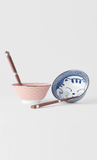 BOWL SET - RED & BLUE MANEKI WAVE w/ CHOPSTICKS